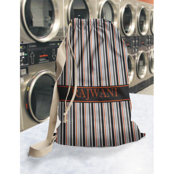 Gray Stripes Laundry Bag in Laundromat