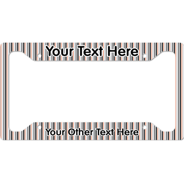 Custom Gray Stripes License Plate Frame (Personalized)