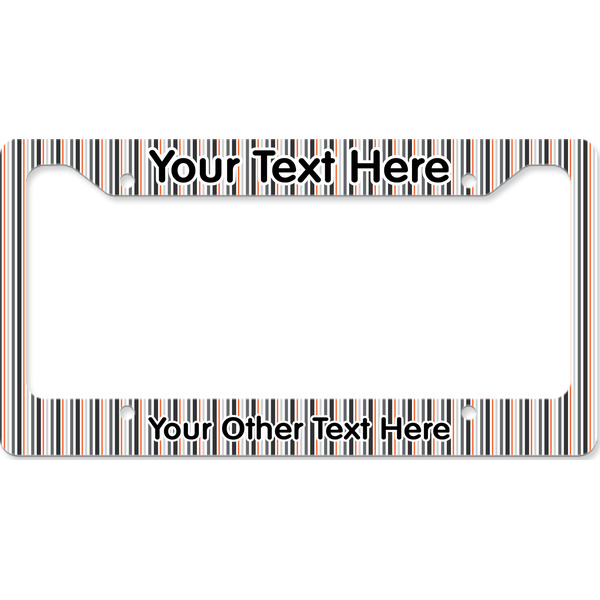 Custom Gray Stripes License Plate Frame - Style B (Personalized)