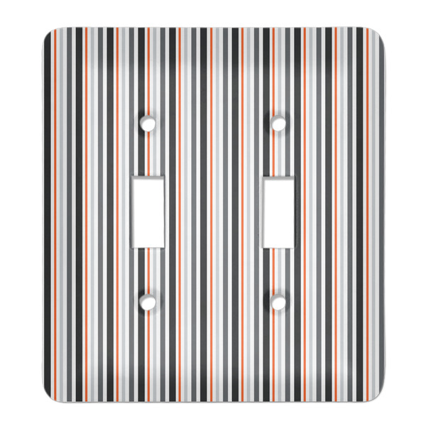 Custom Gray Stripes Light Switch Cover (2 Toggle Plate)