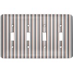 Gray Stripes Light Switch Cover (4 Toggle Plate)
