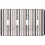 Gray Stripes Light Switch Cover (4 Toggle Plate)
