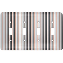 Gray Stripes Light Switch Cover (4 Toggle Plate)
