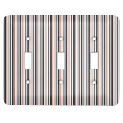 Gray Stripes Light Switch Cover (3 Toggle Plate)