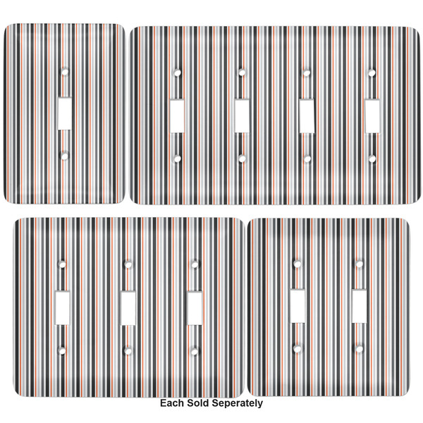 Gray Stripes Light Switch Covers all sizes