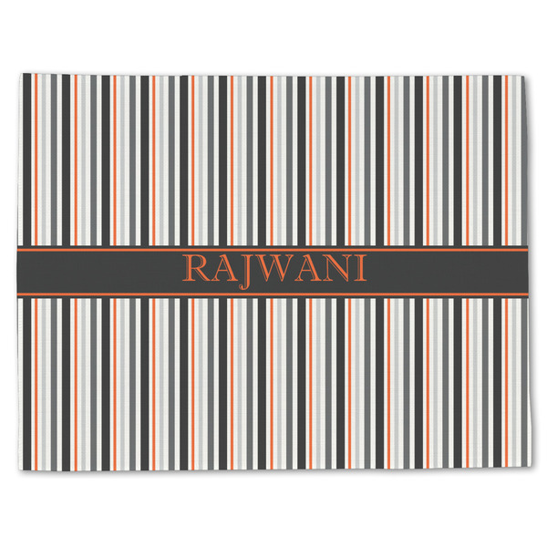 Custom Gray Stripes Single-Sided Linen Placemat - Single w/ Name or Text