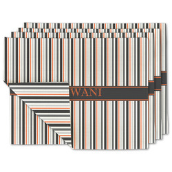 Gray Stripes Linen Placemat w/ Name or Text