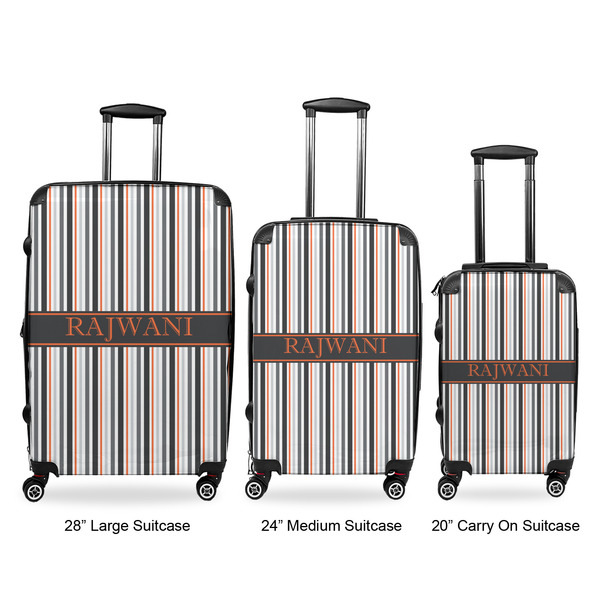 Gray Stripes Luggage Bags all sizes - With Handle