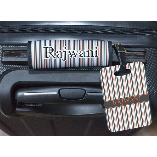 Gray Stripes Luggage Wrap & Tag