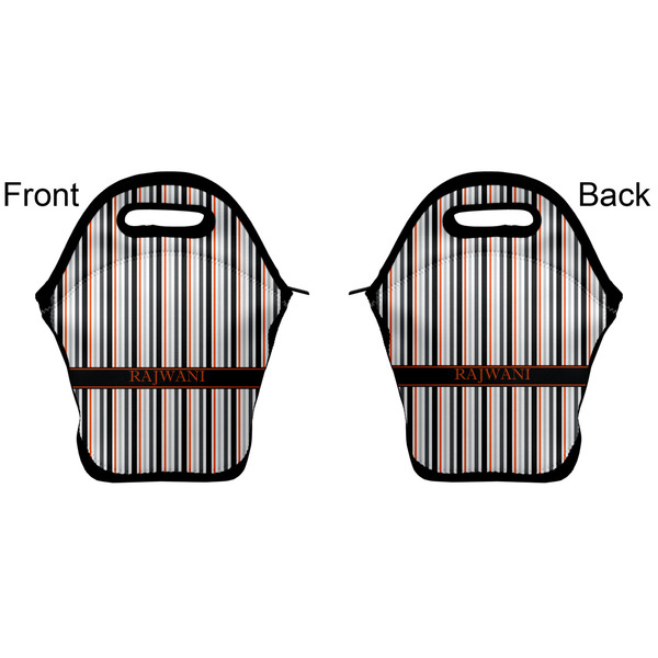 Gray Stripes Lunch Bag - Front and Back