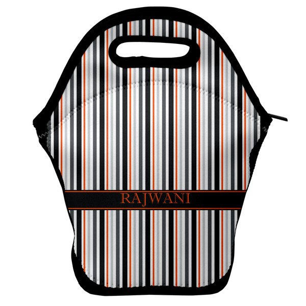 Custom Gray Stripes Lunch Bag w/ Name or Text