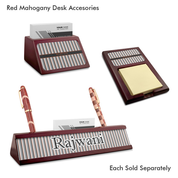 Gray Stripes Mahogany Desk Accessories