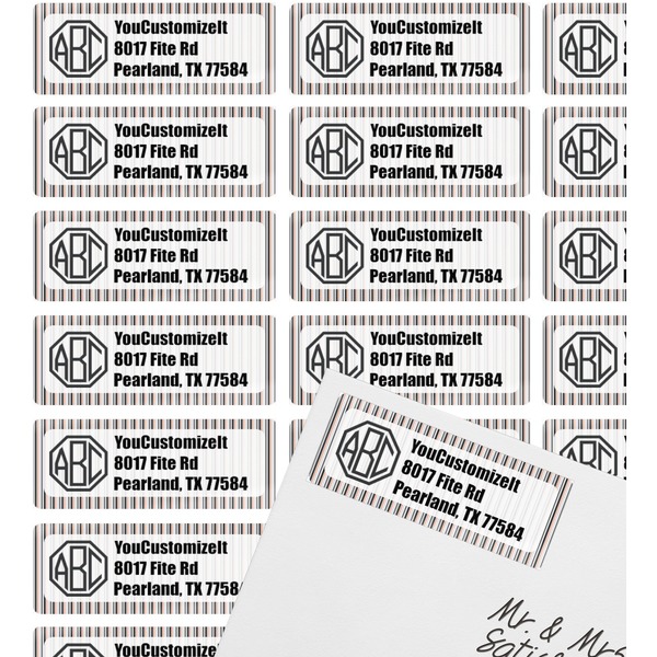 Gray Stripes Mailing Label on Envelope - Multiple Labels