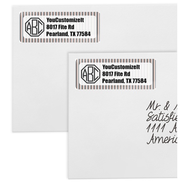 Gray Stripes Mailing Labels - Double Stack Close Up