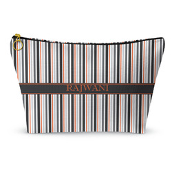 Gray Stripes Makeup Bag - Large - 12.5"x7" (Personalized)