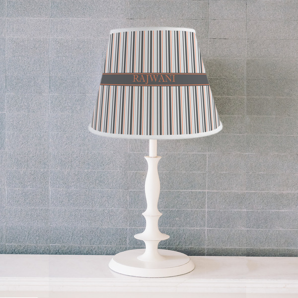 Gray Stripes Poly Film Empire Lampshade - Lifestyle
