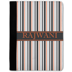 Gray Stripes Notebook Padfolio - Medium w/ Name or Text