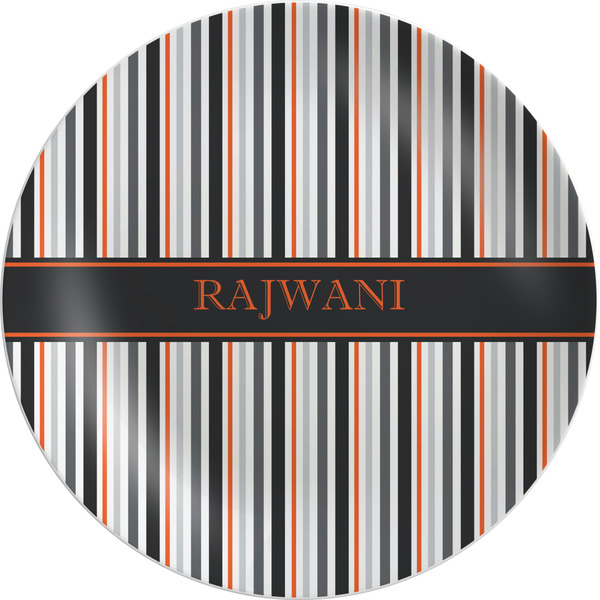 Custom Gray Stripes Melamine Salad Plate - 8" (Personalized)