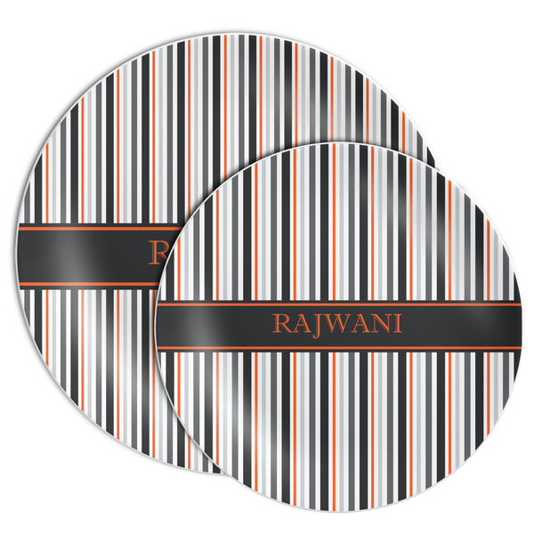 Gray Stripes Melamine Plates - PARENT/MAIN