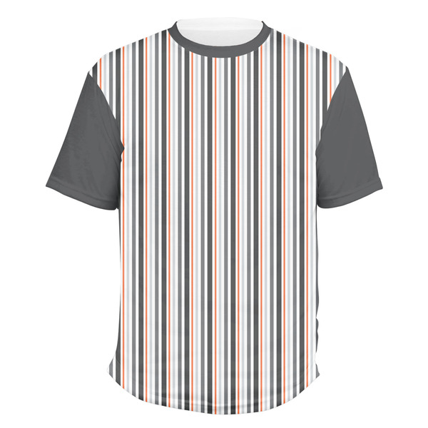 Custom Gray Stripes Men's Crew T-Shirt - Large