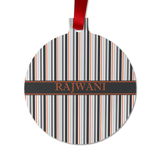 Gray Stripes Metal Ball Ornament - Front
