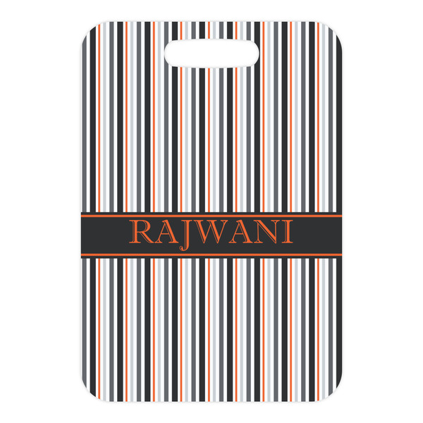 Gray Stripes Metal Luggage Tag - Front Without Strap
