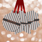 Gray Stripes Metal Ornaments - Double Sided w/ Name or Text