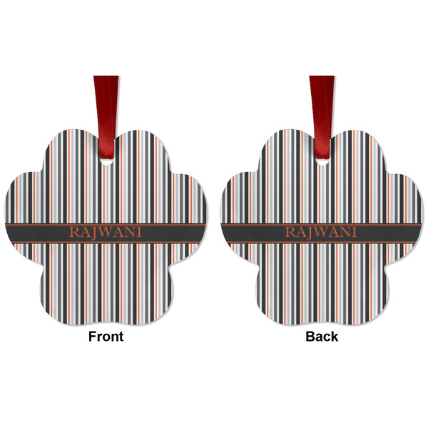 Gray Stripes Metal Paw Ornament - Front and Back