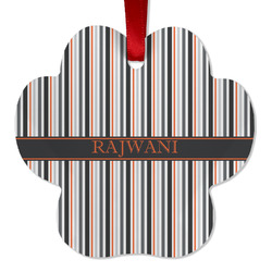 Gray Stripes Metal Paw Ornament - Double Sided w/ Name or Text