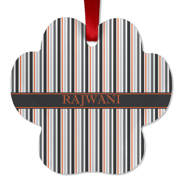 Custom Gray Stripes Metal Paw Ornament - Double Sided w/ Name or Text