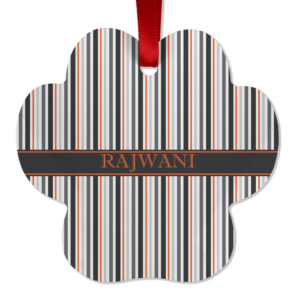 Gray Stripes Metal Paw Ornament - Front