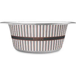 Gray Stripes Stainless Steel Dog Bowl - Large (Personalized)