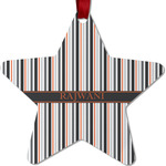 Gray Stripes Metal Star Ornament - Double Sided w/ Name or Text