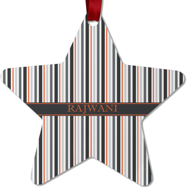 Gray Stripes Metal Star Ornament - Front