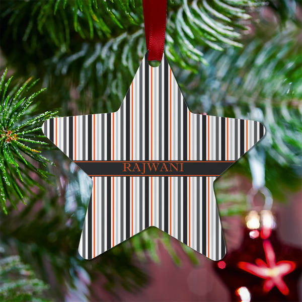 Gray Stripes Metal Star Ornament - Lifestyle