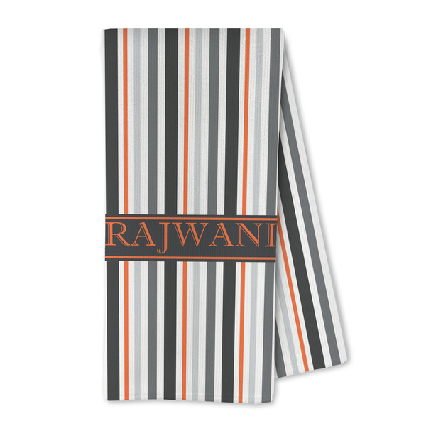 Custom Gray Stripes Kitchen Towel - Microfiber (Personalized)
