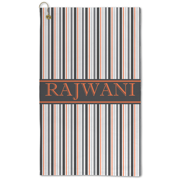 Custom Gray Stripes Microfiber Golf Towel - Large (Personalized)