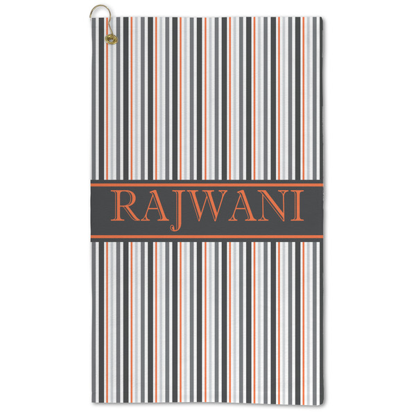 Custom Gray Stripes Microfiber Golf Towel (Personalized)