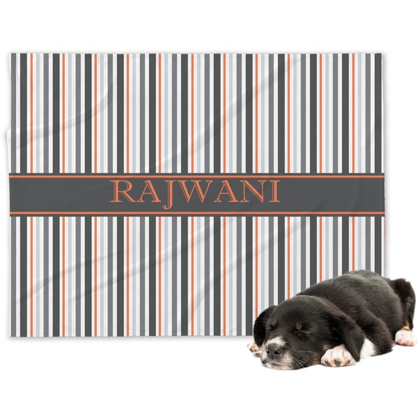 Custom Gray Stripes Dog Blanket - Large (Personalized)