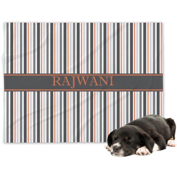 Custom Gray Stripes Dog Blanket (Personalized)
