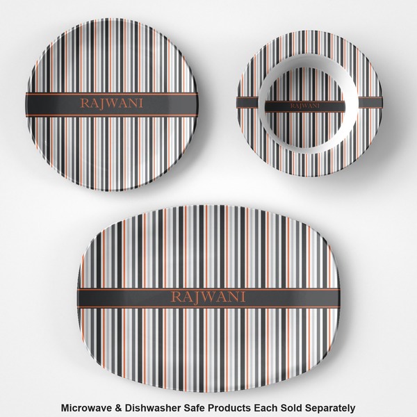 Gray Stripes Microwave & Dishwasher Safe CP Plastic Dishware - Group