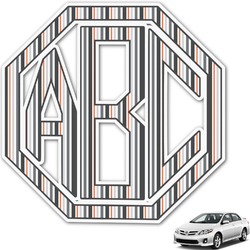 Gray Stripes Monogram Car Decal (Personalized)