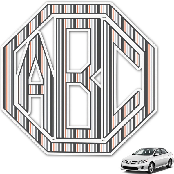 Custom Gray Stripes Monogram Car Decal (Personalized)