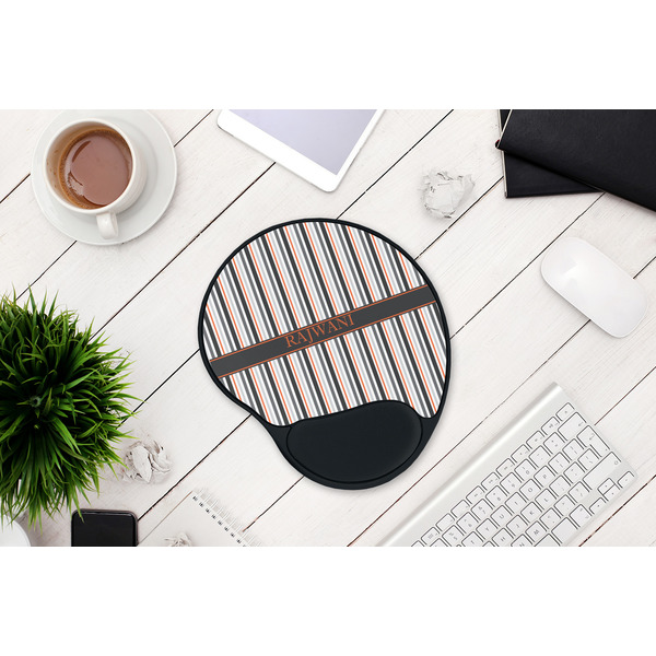 Gray Stripes Mouse Pad with Wrist Rest - LIFESYTLE 1