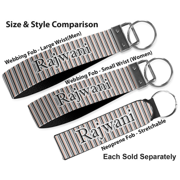Gray Stripes Multiple Key Ring comparison sizes