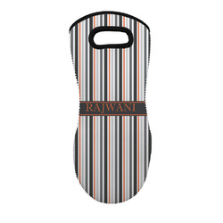 Gray Stripes Neoprene Oven Mitt w/ Name or Text