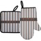 Gray Stripes Neoprene Oven Mitt and Pot Holder Set