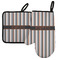 Gray Stripes Left Oven Mitt & Pot Holder Set w/ Name or Text