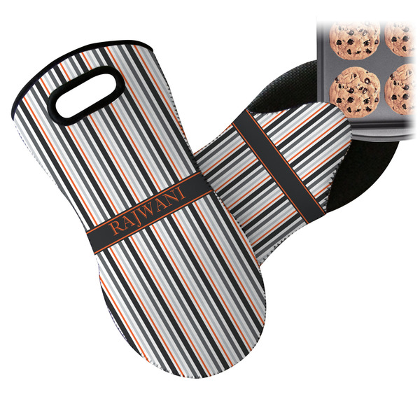 Gray Stripes Neoprene Oven Mitt
