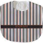 Gray Stripes Velour Baby Bib w/ Name or Text